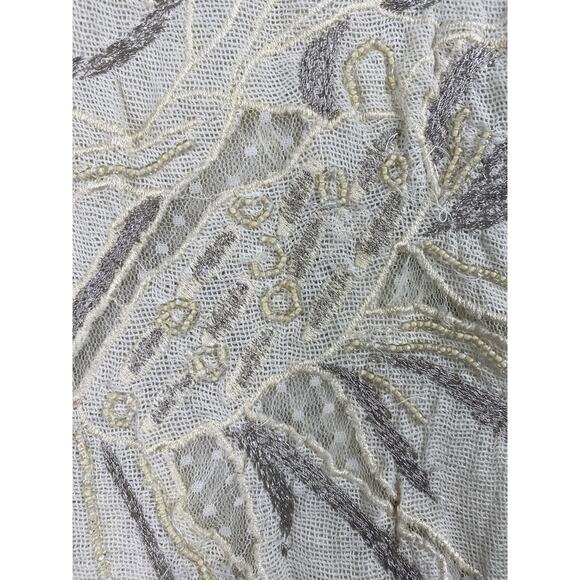 Free People Tunic Dress S Cream Floral Lace Mesh 3/4 Sleeve Vintage Look Boho - Picture 3 of 15